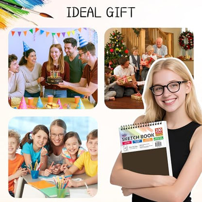 WINNER 9" x 12" Sketch Book 4 Pack, 400 Sheets Spiral Bound Art Sketchbook, 68lb/100gsm White Acid Free Drawing Pad, Sketching Drawing Writing Sketch Pad for Kids, Adults & Artists, Art Supplies - color: Brown, size: 9"x12"