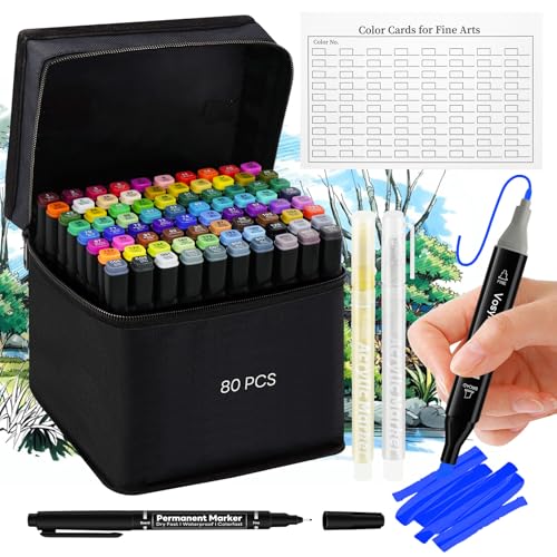 Alcohol Markers, 84-Color Dual Tip Art Markers Set