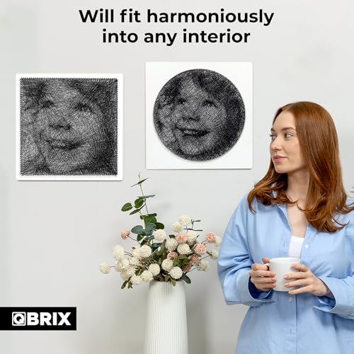 QBRIX Custom String Art Kit | DIY Craft Kit for Adults for Handmade Home Décor Creation | All-in-One Photo String Art Maker | Round or Square Portrait