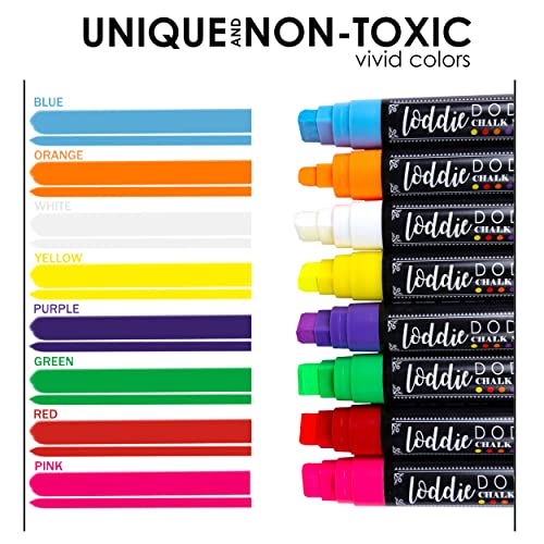 Loddie Doddie Chalk Markers for Blackboard, Wipes with Water, 15 mm, 8 Pack - size: 8 Count (Pack of 1)