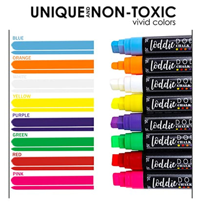 Loddie Doddie Chalk Markers for Blackboard, Wipes with Water, 15 mm, 8 Pack - size: 8 Count (Pack of 1)