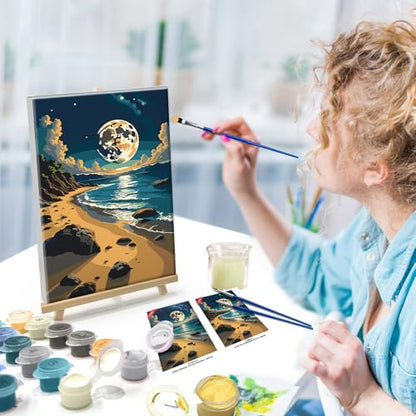 ATDMS Moon Paint by Numbers Kit for Adults with Frame 8x12 Inch - color: Moon 272