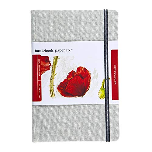 Handbook Watercolor Journal, 8.25"x5.25" Large Portrait, 95lb/200gsm Cold Press Paper, Travelogue, Natural European Linen Cover - size: Large Portrait, style: 95 lb / 200 gsm