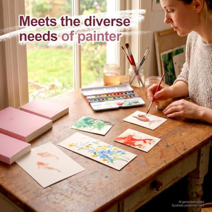 rubens Watercolor Paper Pad, 3.8 x 5.3 inch Mini Glitter Hot Pressed Papers - color: 3.81”x5.31”