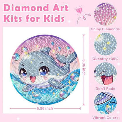 Arttoplus Dolphin Diamond Art Kits for Kids with Round Frame 8x8 inch - color: CC1128-US