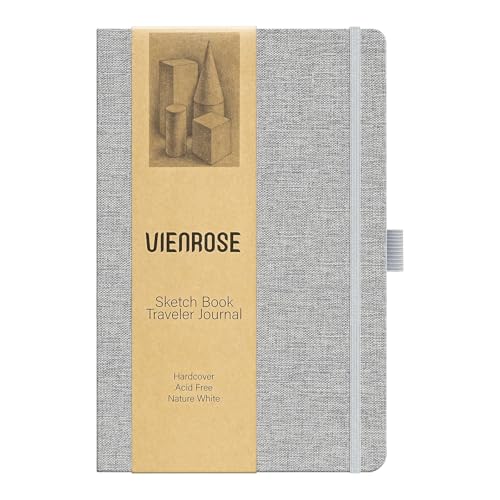 Vienrose 8.7"x5.7" Sketch Books, Linen Cover Sketching Book with 120 Acid-Free Pages, 111lb/180gsm Drawing Pad for Kids, Beginners & Professionals, Art Supplies for Adults & Students(Grey, 60 Sheets) - color: Grey, size: 8.7"x5.7", 60 sheets