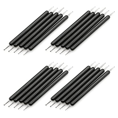 4 Set Embossing Stylus Double End Tracing Dotting Tool, 20 Pcs Ball Embossing Stylus Double End Tracing Dotting Tool for Pottery Clay Craft, Embossing Art (Black) - color: Black
