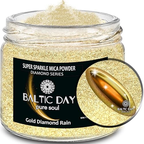 BALTIC DAY - Diamond Dust for Crafts [ Gold Diamond Rain ] - Sparkle Glitter Mica Powder - Resin Glitter - Mica Powder for Epoxy Resin - Shimmer Pigment - Diamond Dust - color: Gold Diamond Rain