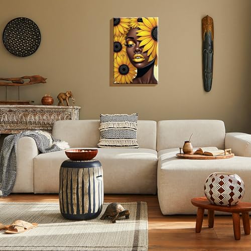 HeeBenor Framed Paint by Numbers Kit for Adults, Black Women, 8x12 Inch - color: Black Women 045