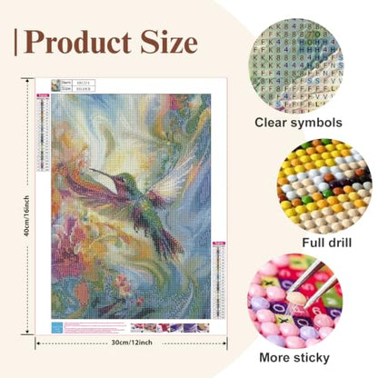 Mosaflare 5D Hummingbird Diamond Painting Kits for Adults 12x16 Inch - color: KM1234-1