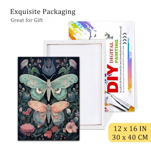 Natuyalo Framed Paint by Number for Adults Beginners, Animals DIY Paint by Numbers Kits for Adults with Frame, Butterflies and Flowers Acrylic Painting Kit on Canvas 12x16 Inch - color: Color-04