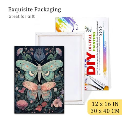 Natuyalo Framed Paint by Number for Adults Beginners, Animals DIY Paint by Numbers Kits for Adults with Frame, Butterflies and Flowers Acrylic Painting Kit on Canvas 12x16 Inch - color: Color-04