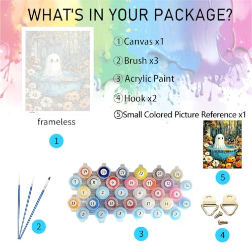 bleihum Halloween Paint by Numbers Kit for Adults Ghost 16x20inch - color: MT23068-US