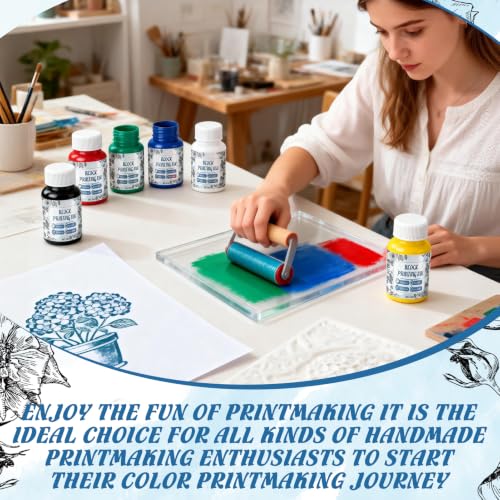 Block Printing Ink Set, 6 Colors Water Soluble Ink, 60ml Each