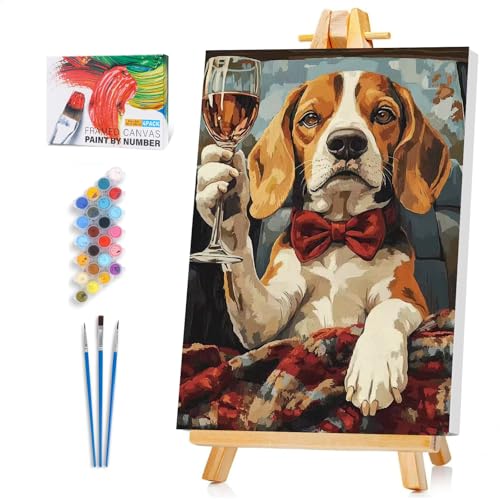 Framed Paint by Numbers Kit for Adults Beginner & Kids Ages 8-12, Funny Dog Adult Paint by Numbers with Frame, without Easel, DIY Acrylic Number Painting for Adults for Home Decor Gift 8 x 12 Inch - color: XM-OP-F-Dog-2030