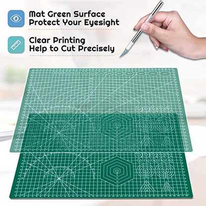 anezus Self Healing Sewing Mat, 12inch x 18inch Rotary Cutting Mat Double Sided 5-Ply Craft Cutting Board for Sewing Crafts Hobby Fabric Precision Scrapbooking Project - color: Green, size: 17.8"L x 11.9"W