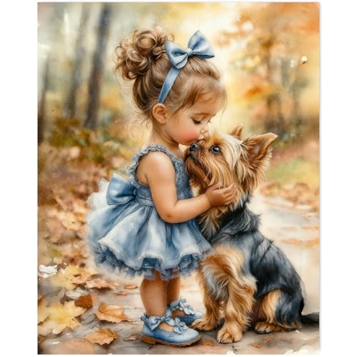 Gemozaic Girl and Dog Paint by Numbers Kit for Adults, 16x20 in, Unframed - color: MT22801