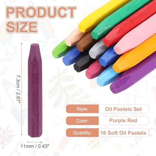 MECCANIXITY 16PCS Oil Pastels Set, Soft Oil Colored Drawing Pastels Chalk Vibrant Color for Artists Art Supplies for Beginners Teachers, Purple Red - color: Purple Red