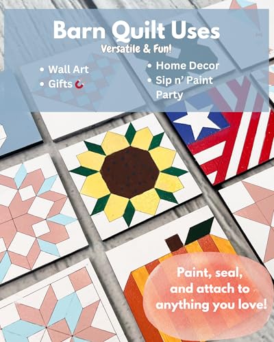 9" Barn Quilt Kit Set 4 | Aztec, Pineapple, HST Fun, LG Milky Star | Paintable unfinished wood quilt blocks for DIY farmhouse wall art and craft nights. - size: 9 inches (set of 4), style: Aztec,Pineapple,HSTFun,LGMilkyStar