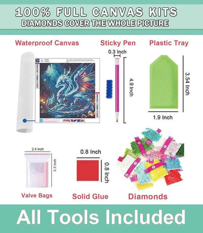 Lophomie Diamond Art Kits for Adults, 5D Diamond Painting Kits 14x14 in - color: Diamond Art Dragon, size: 13.8x13.8in (35x35cm)