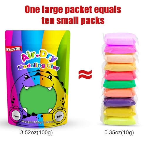 ifergoo 100g Green Air Dry Clay, 3.5oz DIY Creative Modeling Clay for Kids | Refill Foam Magic Clay for School Art & Craft Project, Slime Supplies, Ultra-light & Soft, Gift for Age 3-12 Boys & Girls - color: Green/100g