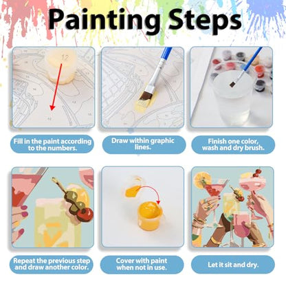 Paint by Numbers Kit for Adults, Adult Paint by Number Kits 16x20 Inch - color: Cocktail