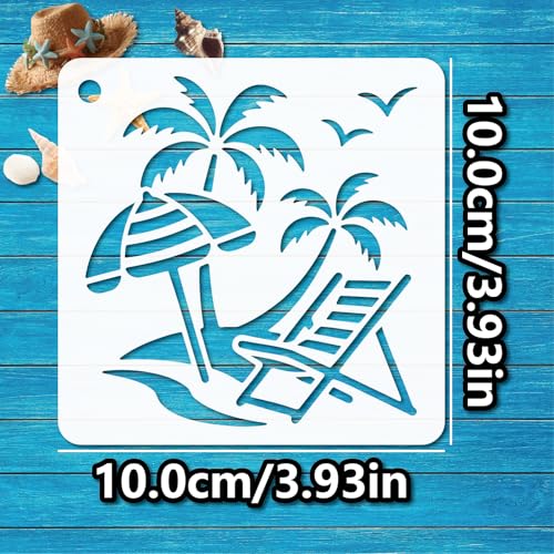 Hawaii Stencils 4in 50pcs Paint Template Reusable Plastic Templates DIY Crafts Stencil Painting Decoration for Fabrics Window Wall Home Wood(4inch 50 Pack)