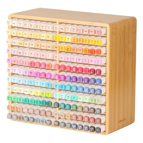 Markers Organizer Hold 176 Markers Birthday Gifts Bamboo Pen Holder Art Supply Pencil Alcohol Storage Organizer 22 Compartments All-in-One Marker Storage for Home Office Desk Classroom - size: Holds up to 176pcs Markers-Bamboo