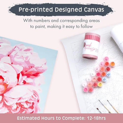 Pink Picasso Paint by Number Kit, for Adults & Teens,16x20, Perfect Petals | Botanical Floral Collection, Acrylic Paints and Brushes included, Pre-printed high quality canvas, DIY art kit, Gift-ready - color: Perfect Petals
