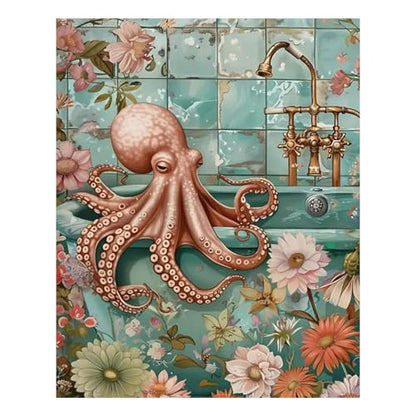 Reivworl Animal Paint by Numbers Kit for Adults Beginner 16×20 inch | Animal Paint by Number Kits 16×20 inch, Crafts on Canvas with Gifts. - color: 10-Octopus