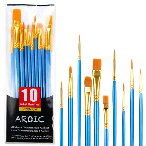 Acrylic Paint Brush Set, 1 Packs / 10 pcs Watercolor Brushes Painting Brush - size: 10pcs-2-blue