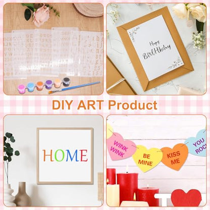 40 Pieces Small Letter Stencils for Painting 4 x 7 Inch, Reusable Alphabet Stencils, Plastic Templates Letters and Numbers with Geometric Shape Symbols for Art Projects, Notebook, Home Decor