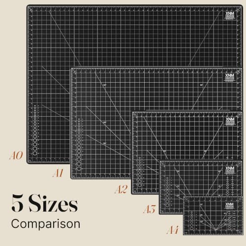 XNM Premium Self Healing Cutting Mat - 18 Inches by 24 inches - A2, 3 Layer Quality PVC Construction - Dual Sided, Imperial and Metric Grid Lines - Perfect for Cutting, Sewing, and Crafts - size: 24.4"L x 18.5"W