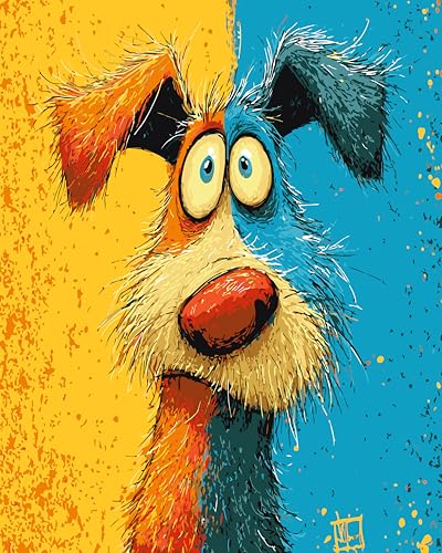 PSENIW Paint by Numbers Kit for Adults Beginners,Abstract Dog 16x20 inches | Animal Digital Painting For Home Wall Decoration And Gifts,Abstract Cat Frameless Beginner DIY Acrylic Watercolor - color: Bronze