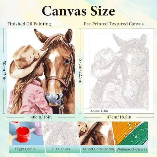 Paint by Numbers Kit for Adults, Horse DIY Painting Kit, 16x20 Inch - color: CYOP1P15