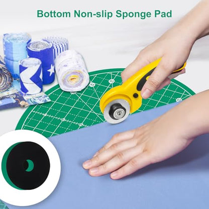 10"x10" Round Rotating Cutting Mat, Self Healing Mat with 360-Degree Rotation & Anti-Slip Base, Sewing Board Cutting Mat Perfect for Fabric Quilting Leather Hobby Project, Green - color: Green, size: 10"L x 10"W