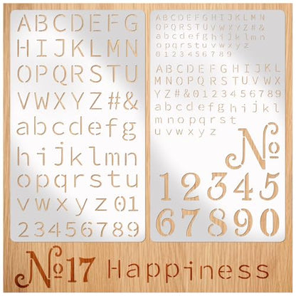 Metal Engraving Stencils, Small Letter Number Alphabet Fonts Templates and Stencils for Engraving Pyrography Metal Wood Burning Glass Lettering Journaling DIY Drawing (letter2)