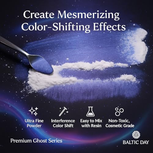 BALTIC DAY Royal Ghost Blue Ghost Interference Mica Powder – 56g / 2oz, Iridescent Color Shift Pigment for Epoxy Resin, Soap, Nails & DIY Crafts - color: Interference Blue