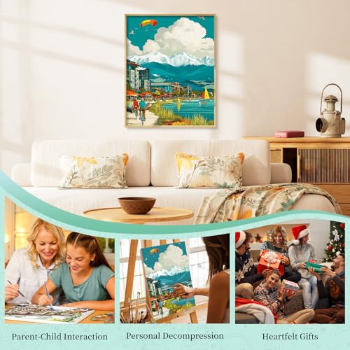 Paint by Numbers Kit for Adults, Mountain Lake DIY Painting Kit, 16x20 Inch - color: CYOP1P05