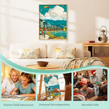 Paint by Numbers Kit for Adults, Mountain Lake DIY Painting Kit, 16x20 Inch - color: CYOP1P05