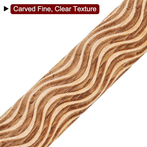 HARFINGTON Wood Clay Roller 4" Curved Lines Pattern Rolling Pins Wood Rollers Pottery Tools Wood Grain Texture Rollers for Clay Baking Dough Playdough DIY - style: Curved Lines