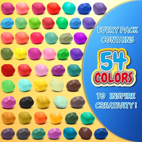 ESSENSON Air Dry Clay, 54 Colors, Modeling Clay for Kids | DIY Molding Magic Clay, Includes Tools, Ages 3-8+ Years, Boys Girls Kids Toys Gifts - style: 54 Colors