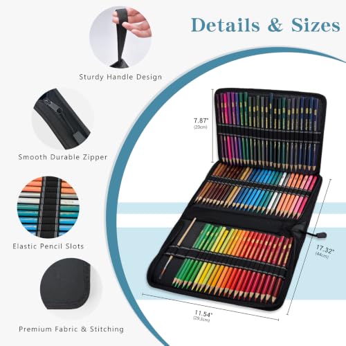 72Pcs Colored Pencil Set with Pencil Case,Pre-sharpened Drawing Pencils | No Duplicates,Artists Wooden Pencils Set for Sketching Blending Shading, Travel Zippered Pencil Case for Adult Coloring Books - color: Multicolor