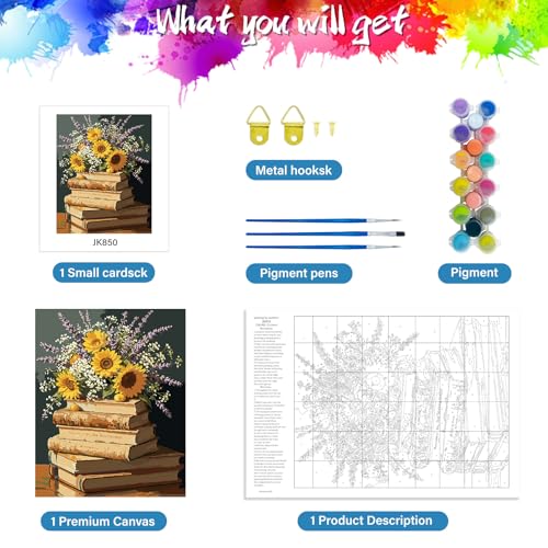 ZTOTZ Paint by Numbers with Flower, Simple Paint- by -Numbers Kits Book - color: B-008-book