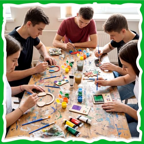 Saypacck 24 Pcs Video Game Party Favors Wooden Paint Craft Kits | DIY Craft for Kids Adults, Includes Brushes Paints Bags, Goodie Bag Fillers, Thank You Gifts, 8 Gaming Controller Designs - style: Game Theme
