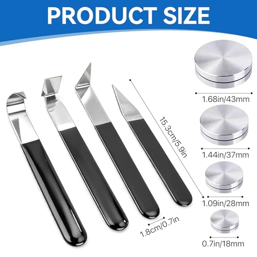 Supkirr 4 Pcs Metal Clay Carving Knife, Pottery Clay Sculpture Tools Set with 4 Throwing Trimming Spinner Tools, Stainless Pottery Trimming Knifes for Engraving, Styling Pottery, Shaping and Sculpture