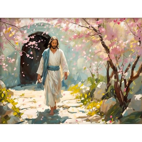 Jesus Diamond Art Kits for Adults,Cherry Street Diamond painting Wall Decor | Diamond Art Kit for Beginners, 5D DIY Full Drill Diamond Painting Gem Art, Home Wall Art Gifts(12x16 inch) - color: DP03662