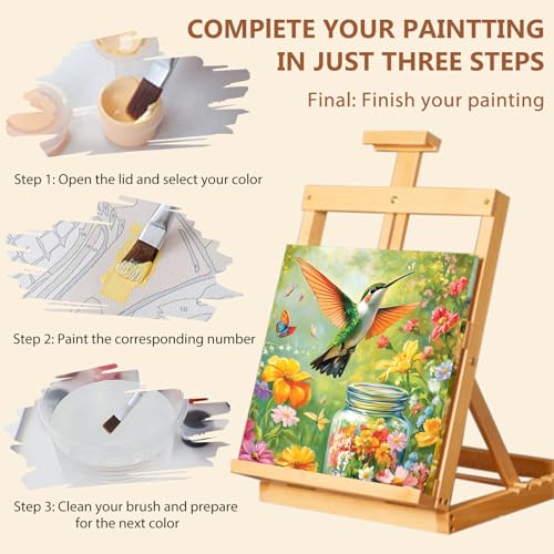 Reivworl Framed Hummingbird Paint by Numbers Kit for Adults Beginner 10×10 inch - color: 23-Hummingbird