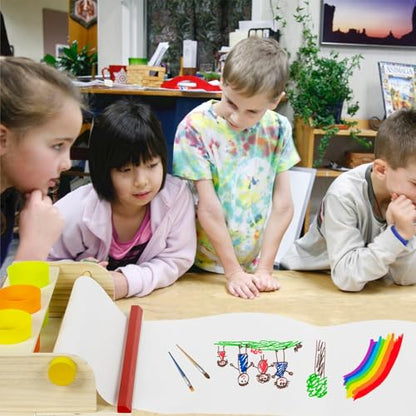 Kids Art Easel Paper Roll Dispenser, Wooden Tabletop Design, 2 Packs White Bond Paper, Portable Drawing Station