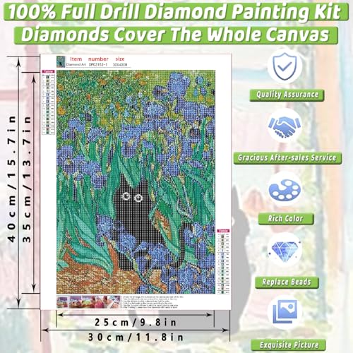 4 Pack Black Cat Diamond Art Kits for Adults Diamond Painting Kit Beginner - color: DP03153, size: Round Drill